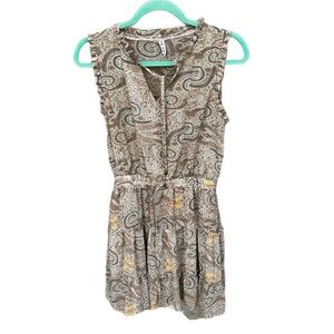Revel Boho Paisley Print Cinch Waist Tiered Sleeveless Dress